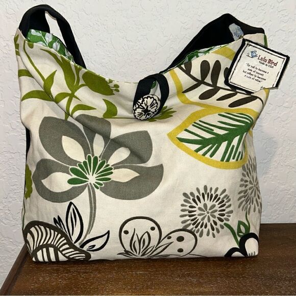 New, Lulu Bird Floral Print Canvas Shoulder Bag - Picture 1 of 6